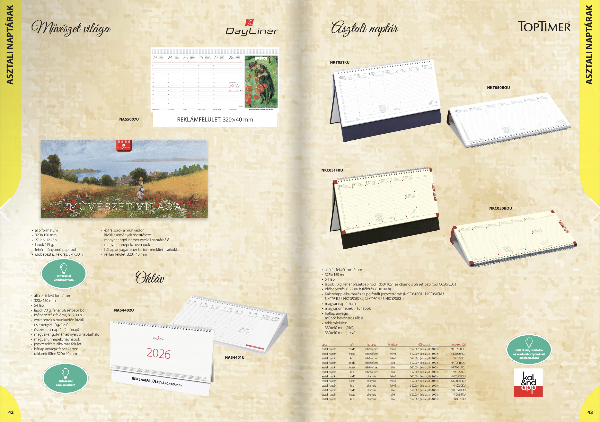 Asztali naptárak 2026