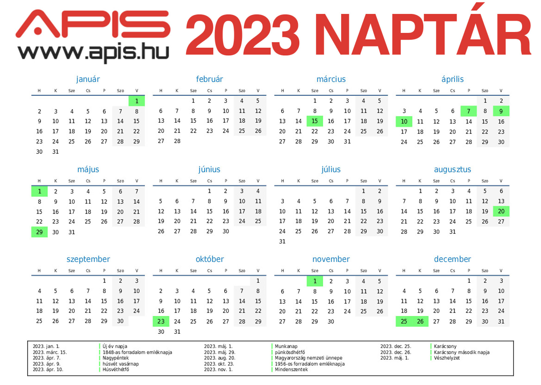 Naptár 2023