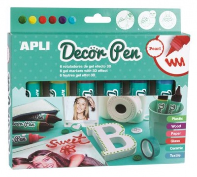 Dekortoll készlet, zselés, APLI "Decor Pen", gyöngyházfényű