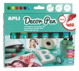 Dekortoll készlet, zselés, APLI "Decor Pen", gyöngyházfényű